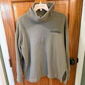 Peloton Activewear Women’s Funnel Neck Sweatshirt in Olive Logo Design